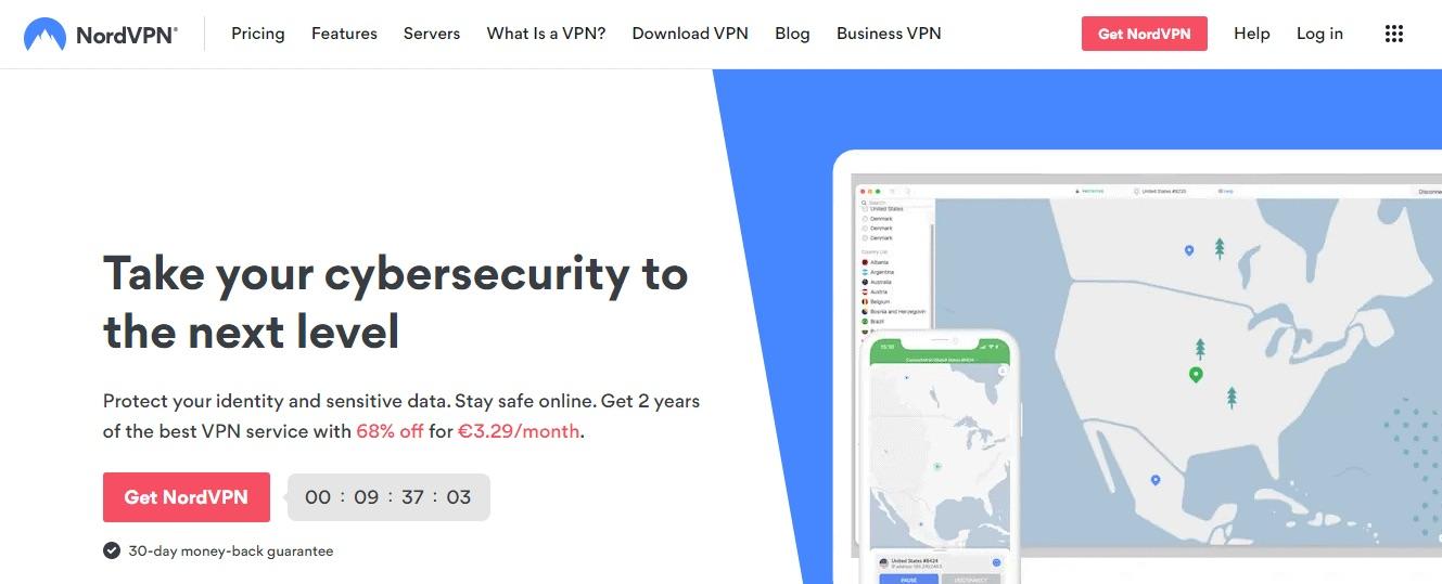 CTA de la page d'accueil de NordVPN