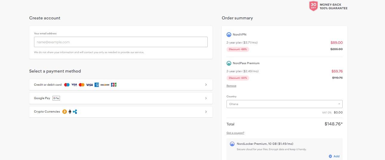 NordVPN Payment Checkout