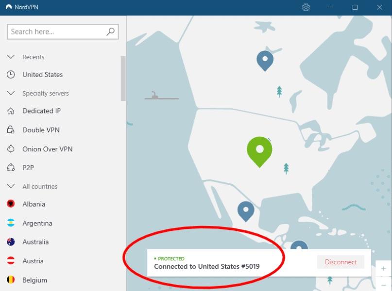 NordVPN Selection Successful